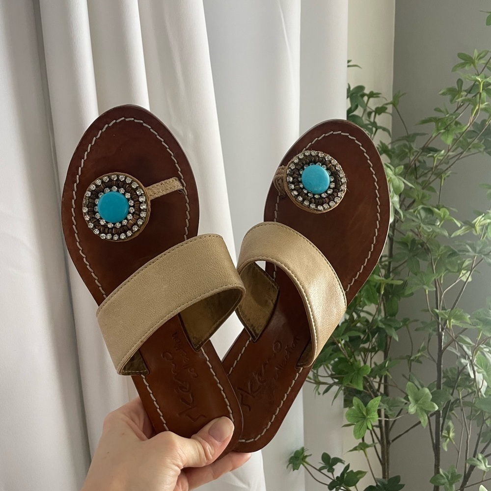 Skemo Leather Beaded Sandals